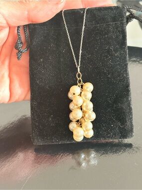 Gold Pearl Cluster Pendant Necklace - Women Jewelry